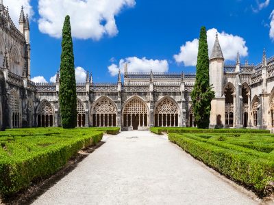 Royal Cloister of the Batalha Monastery. A masterpiece of the Gothic and Manueline art. Portugal. UNESCO World Heritage Site.